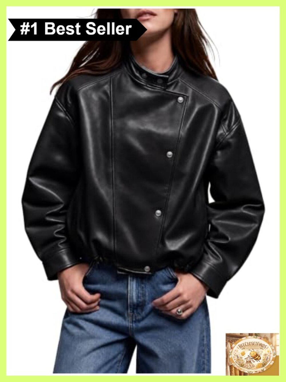 Oversized Faux Leather Motorcycle Cropped Jacket
